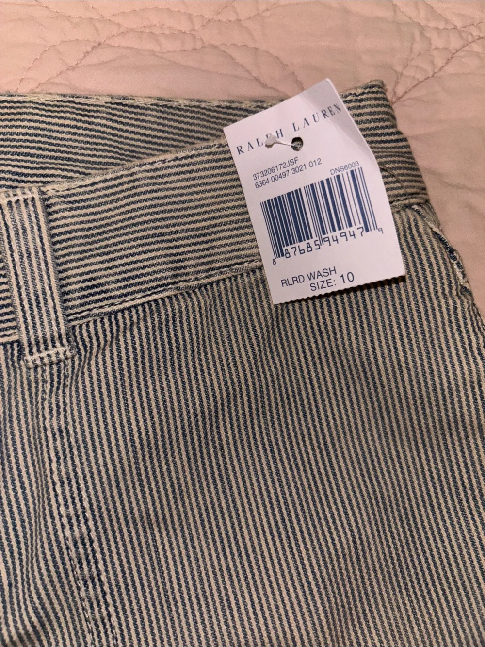 RALPH LAUREN NEW railroad stripe GIRLS Jean SHORTS,10